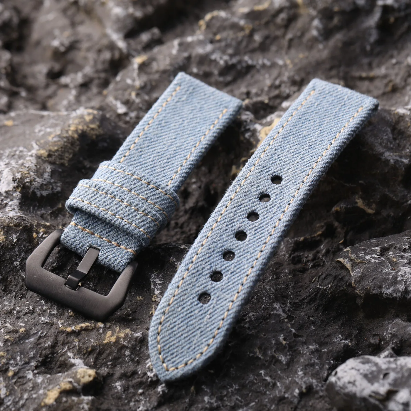 Handmade Japanese Gangshan denim strap 20MM 22MM 24MM Thick waterproof rough style watchband