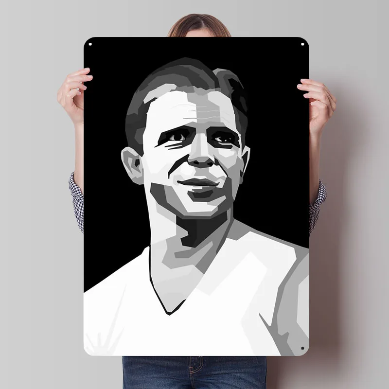 در Puskas BW металлический знак футболист плакат винтажное украшение интерьера на заказ футбольные жестяные знаки для украшения стен
