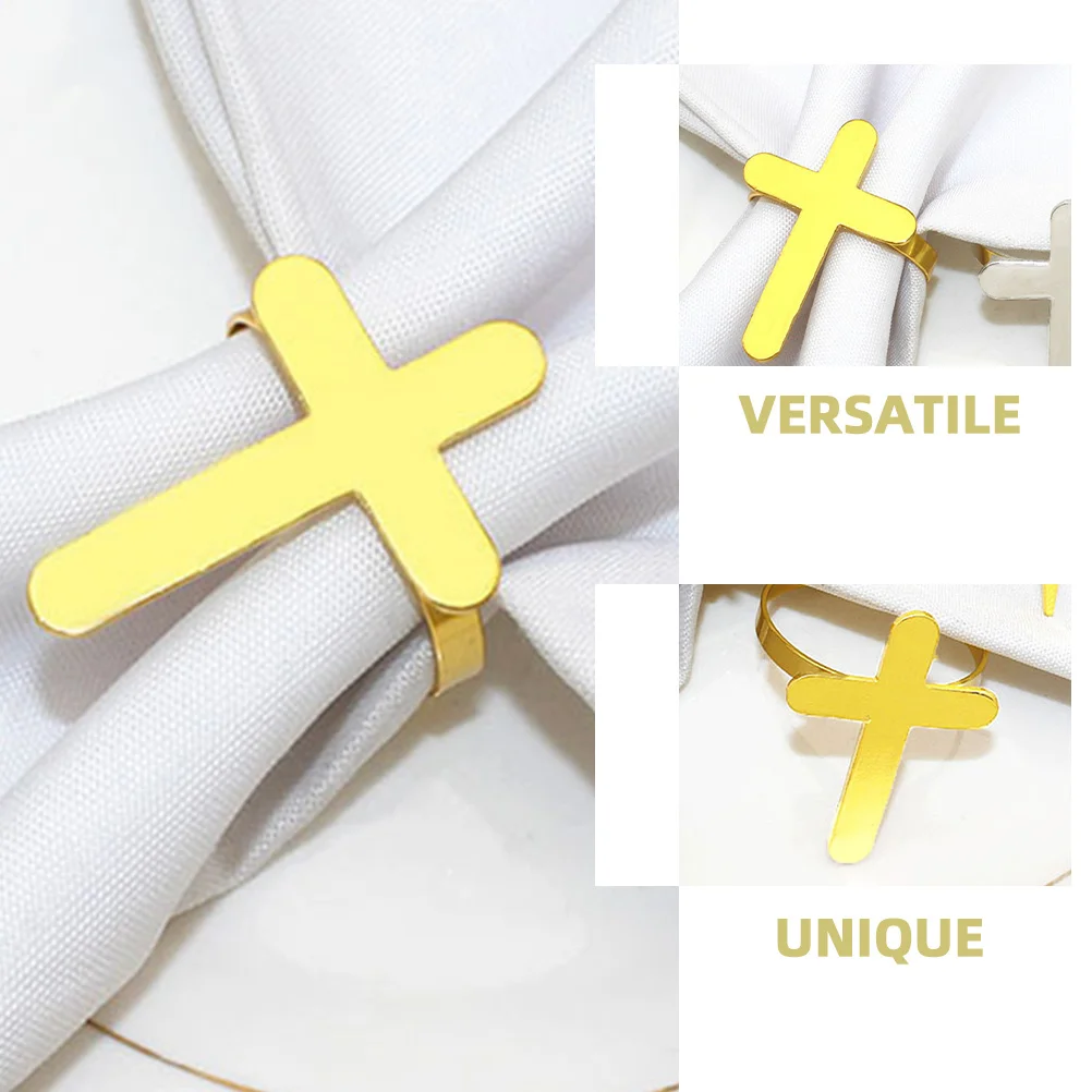 

6pcs Rings Cross Design Metal Napkin Holders For Wedding Party Hotel Dining Table Decor Holiday Napkin Buckles Serviette Ring