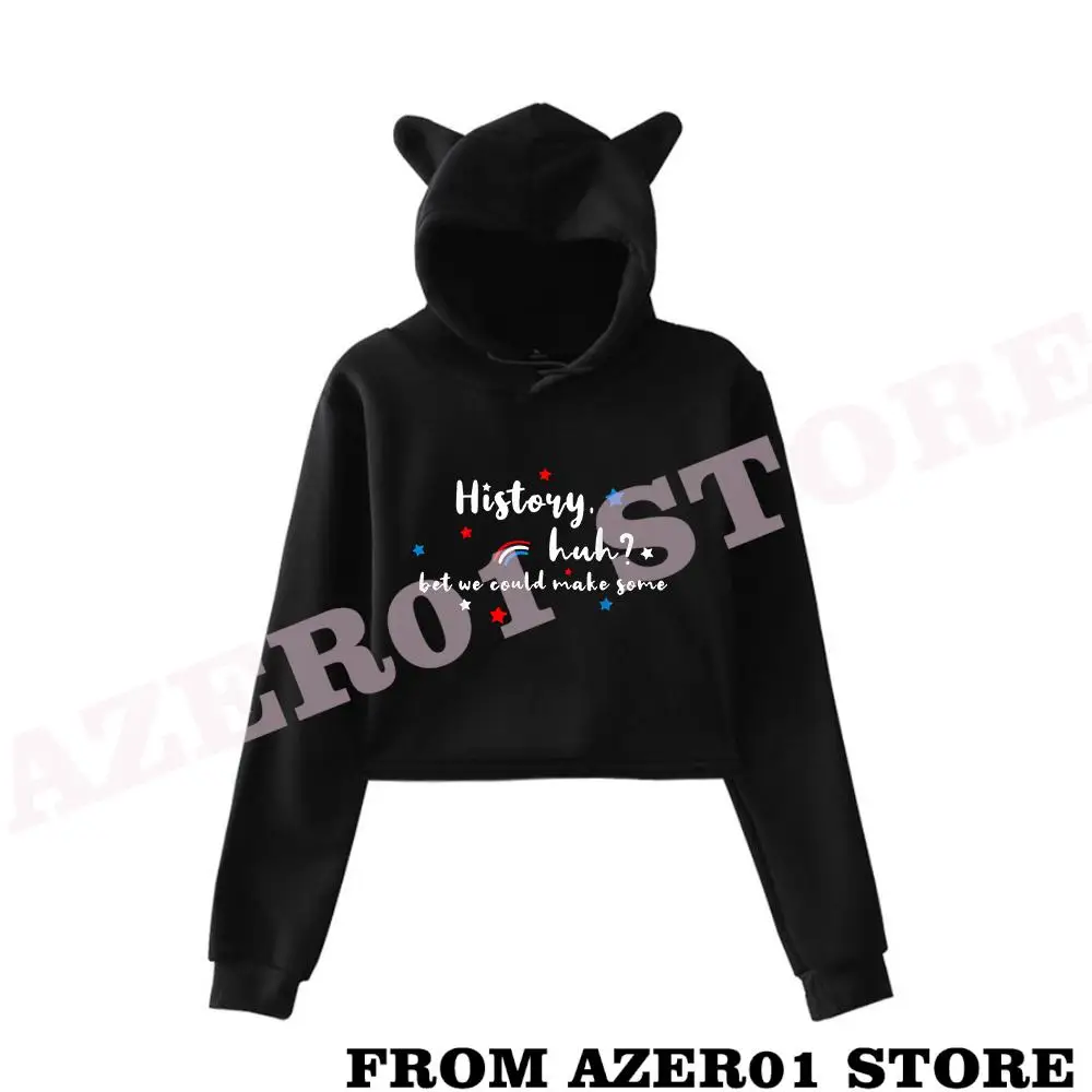 History Huh Red White Royal Blue Merch Cat Cropped Hoodies Women/Girl Crop Tops Loose stopper TV Series Sweatshirt