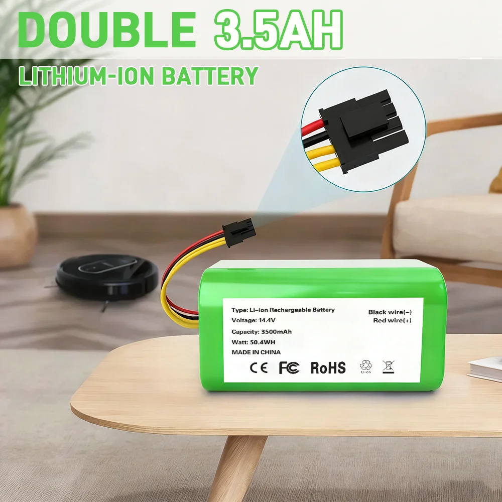 

High Capacity 14.4V 3500mAh Li-ion Battery Compatible with Cecotec Conga 1290 1390 1490 1590 Genio 370 Gutrend Echo 520 Robovac