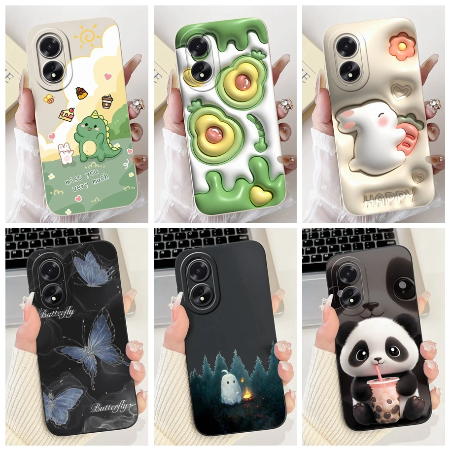 Case For OPPO A38 4G Cover Cute Cartoon Matte Soft Liquid Silicone Phone Cases For OPPO A38 A18 4G OppoA38 CPH2579 CPH2591 Funda