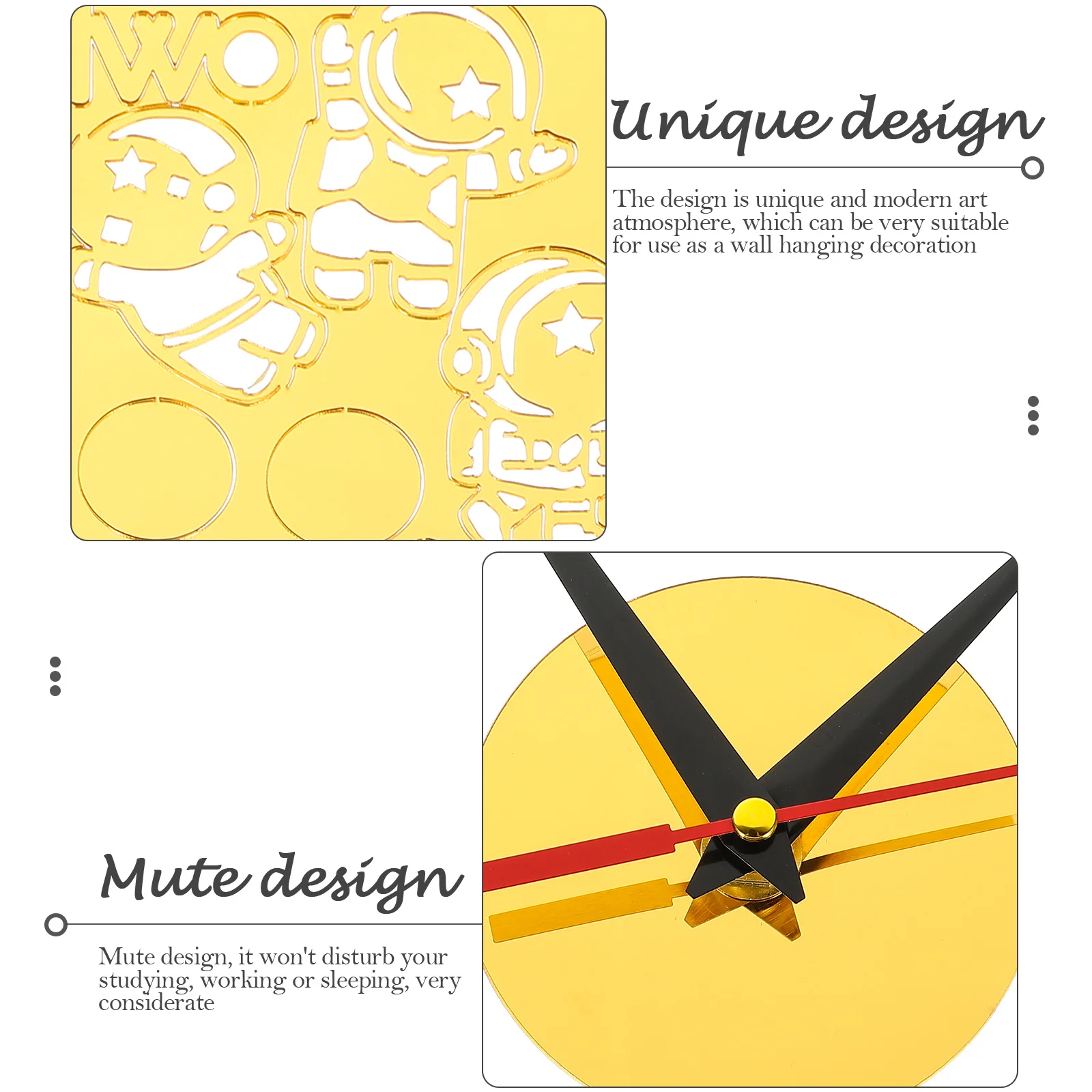 

Simple Spaceman Wall Clock Mute Decor for Home Office Living Room Modern Design Easy Installation Wall Hanging Clock