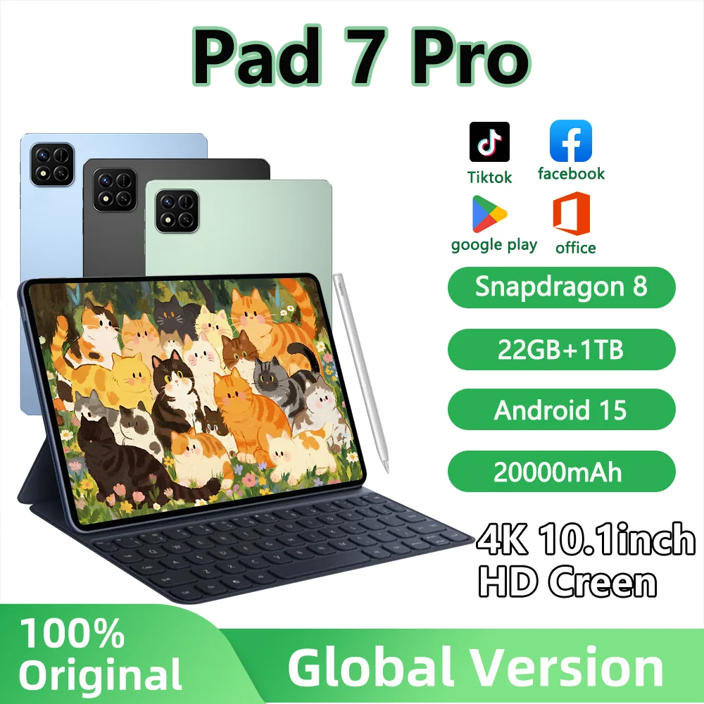 �y�Z�[�����z�V�i�I���W�i��Pad 7 Pro�^�u���b�gPC �^�u10.1�C���` Android�O���[�o���� Snapdragon8 Core3 22GB+2TB 20000mAh 5G �f���A��SIM WIFI