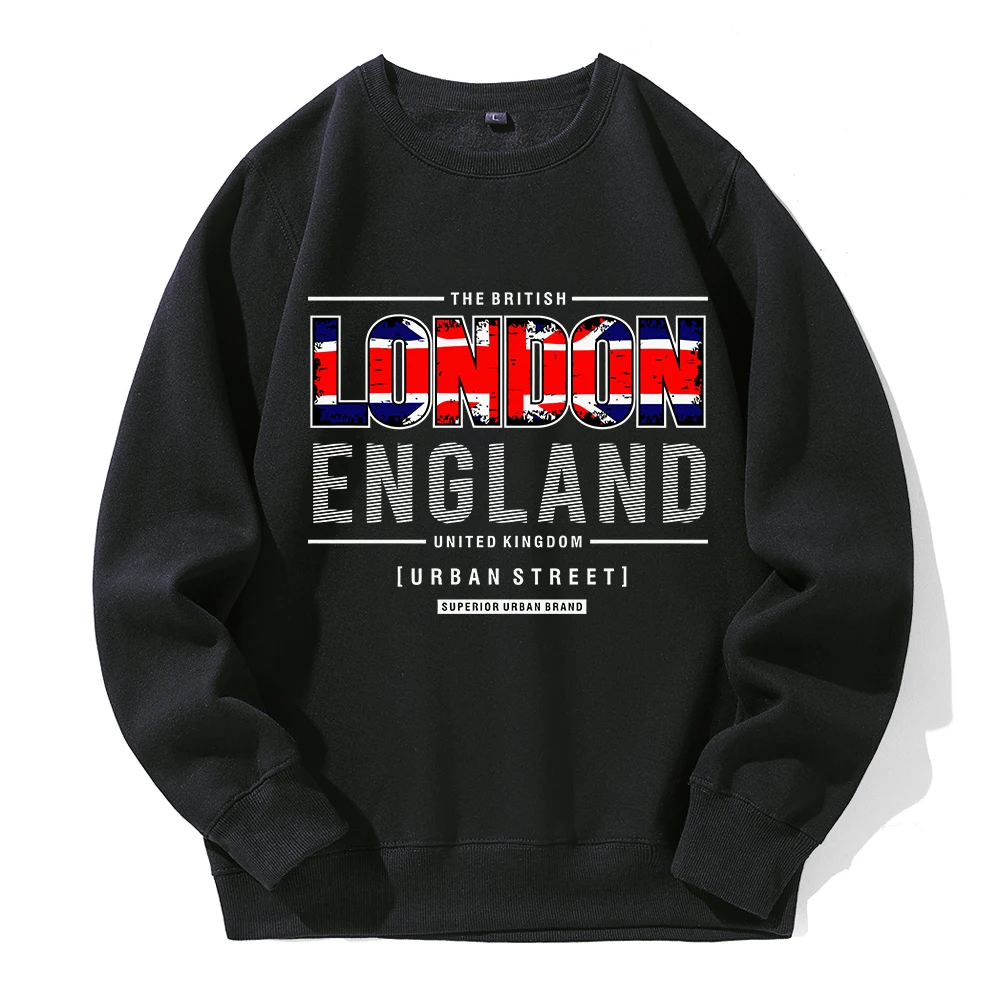 London England United Kingdom Printing Men Sweatshirt Harajuku O-Neck Hip Hop Tops Fashion Casual Clothes Warm Fleece Tracksuit