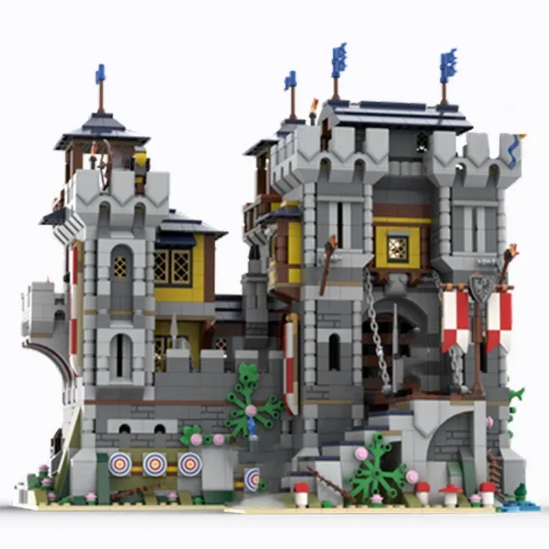 Castillo Medieval modelo Moc ladrillos de construcción Black Falcon Caballero fortaleza tecnología bloques regalo Navidad juguetes DIY conjuntos de montaje