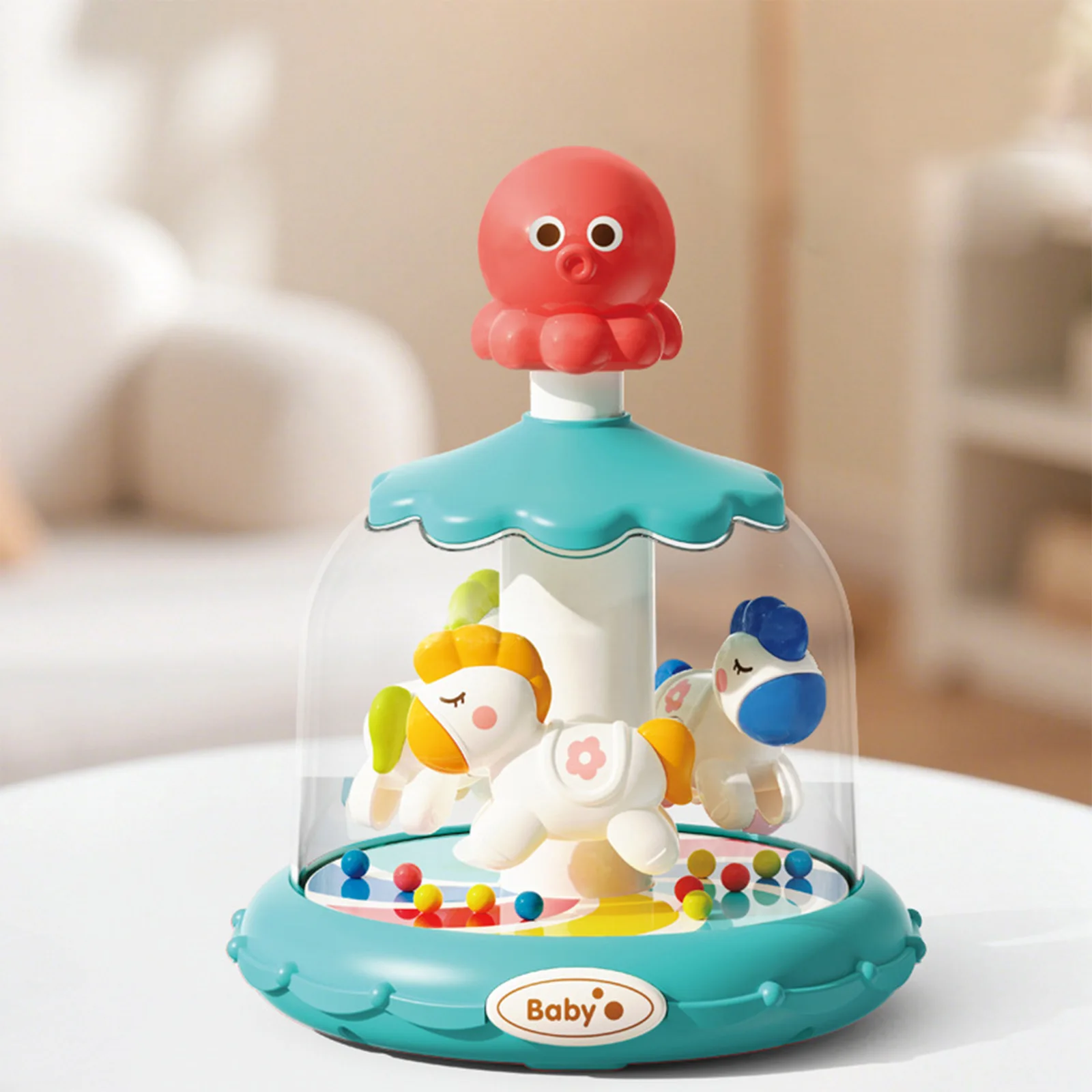 Rotating Light Up Musical Baby Toy Exercise Coordination Skills Infant Crawling Tummy Time Toys for 6-12 Months Kids Girls Boys
