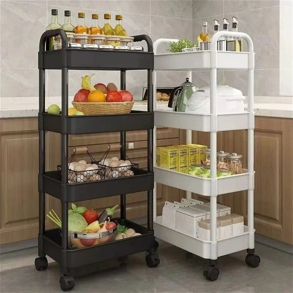 

1PC Multi-Functional Kitchen Storage Cart Movable Storage with Wheels Household Cart Floor Storage Rack Multi-Scene Application