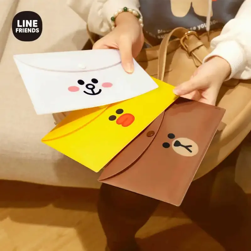 Line Friends Brown Sally Pvc Ticket Holder Anime Kawai Postcard Travel Portable Mask Storage Bag Student Cartoon Envelope Gift