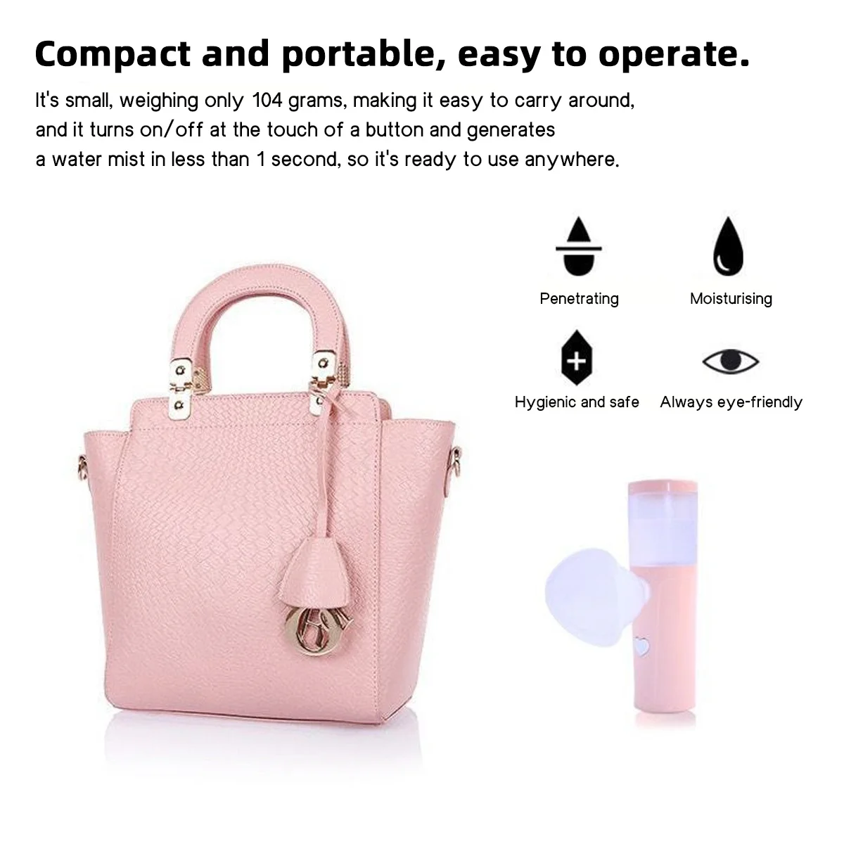 目の疲れを和らげるナノアトマイザー、携帯用USB充電式、乾燥と疲労を軽減、保湿と洗浄の2in1