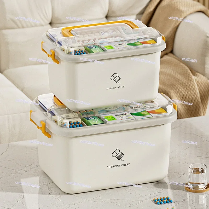 Large-capacity household medicine box, drug storage multi-layer first aid portable small medicine family portabl