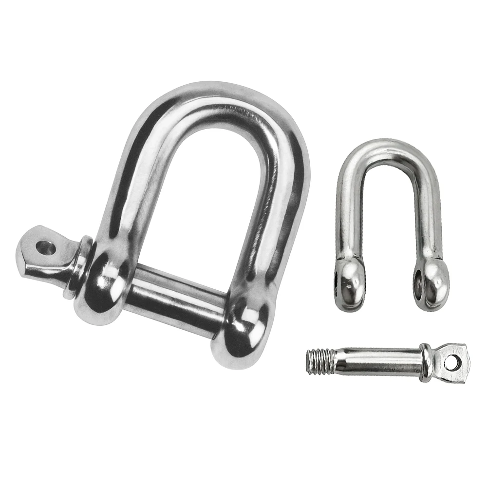 304 Stainless Steel D-type Shackle Heavy Duty Rigging Shackle Car Tow Hook Ship M4-M10 Used for Towing and Fixing Truck Trailers