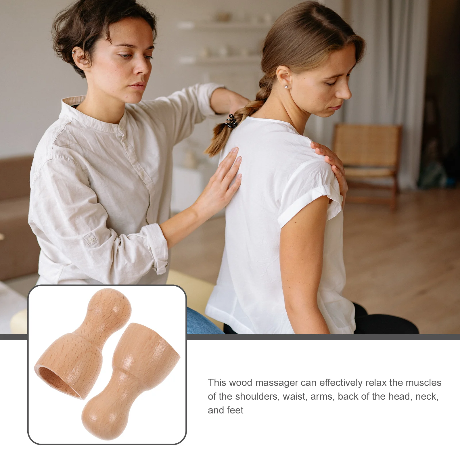 

2pcs Reusable Wooden Massage Tool Body Massager Set Portable Wood Muscle Relaxer For Neck Back Shoulder Arm Feet Deep Tissue