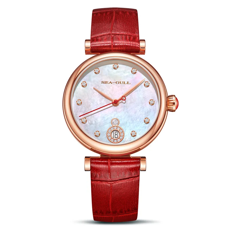 Seagull Women Mechanical Watch Fashion Flow Color Mother of Pearl Dial Sapphire Crystal Wristwatch For Ladies reloj mujer 6140L