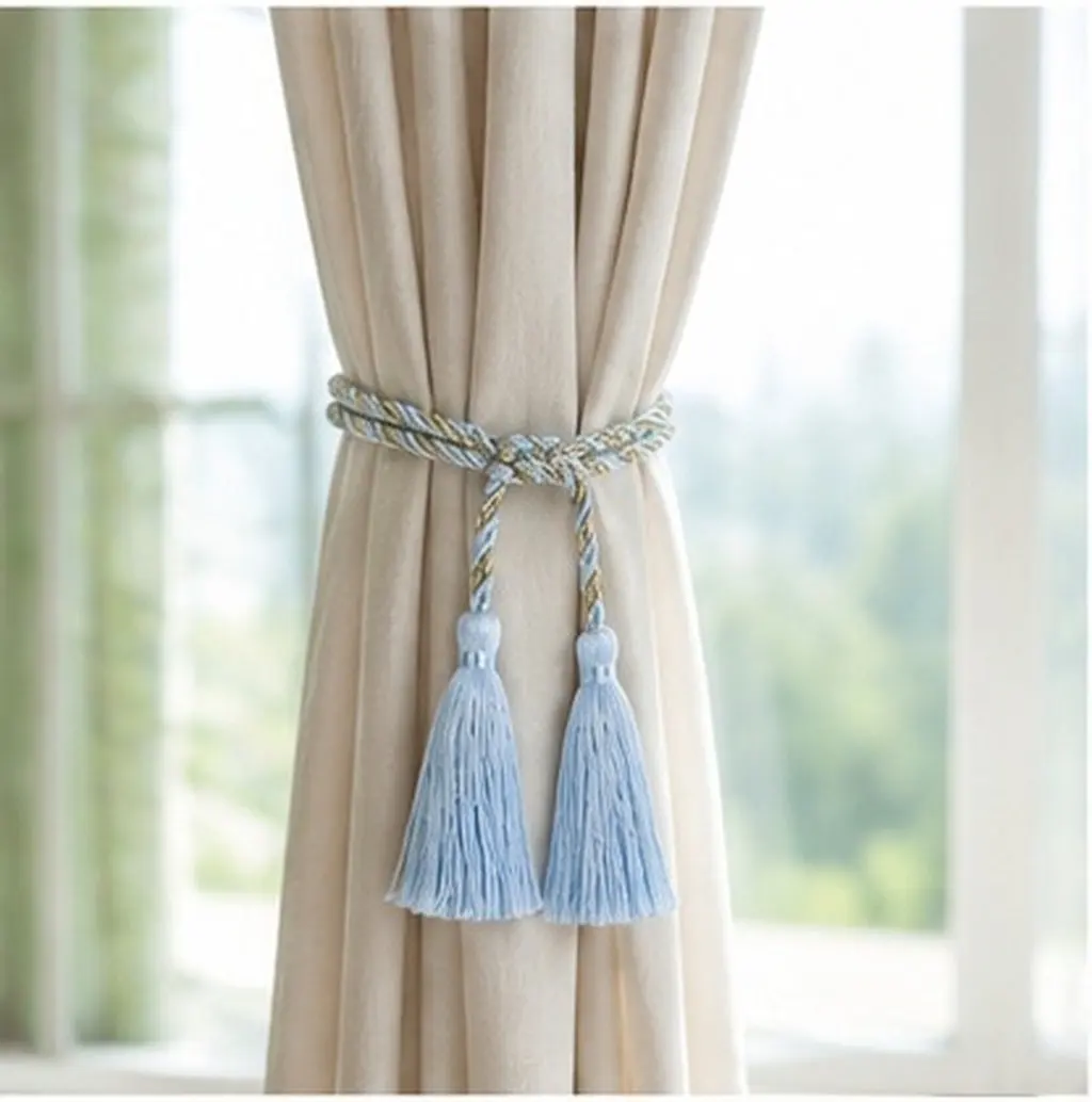 2Pcs Simple Elegant Curtain Tiebacks Tassel Style Cotton Rope Tieback for Holding Curtains Living Room Bedroom Studio Use