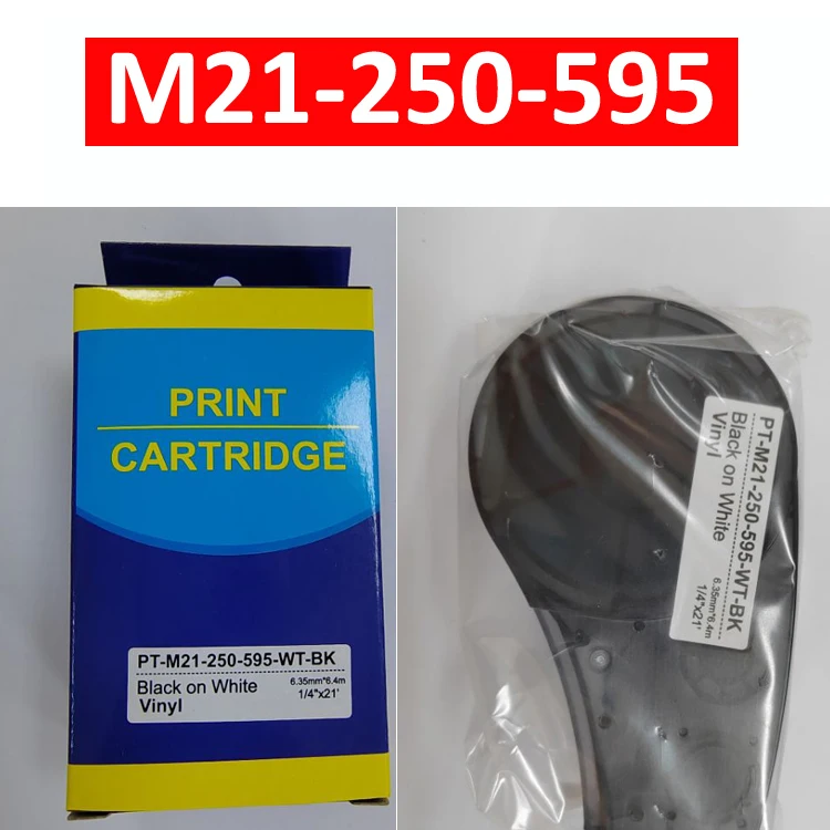 

10 шт. M21-250-595 0,25 дюйма, 6,4 м, виниловая черная на белом ленте Cintas для использования в портативных лентах Brady BMP21 Plus Lab