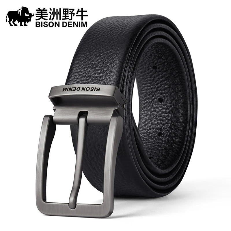 BISON DENIM Genuine Leather Alloy Pin Buckle Luxury Brand Leather Strap Belt for Men Vintage Designer Belt High Quality N71741