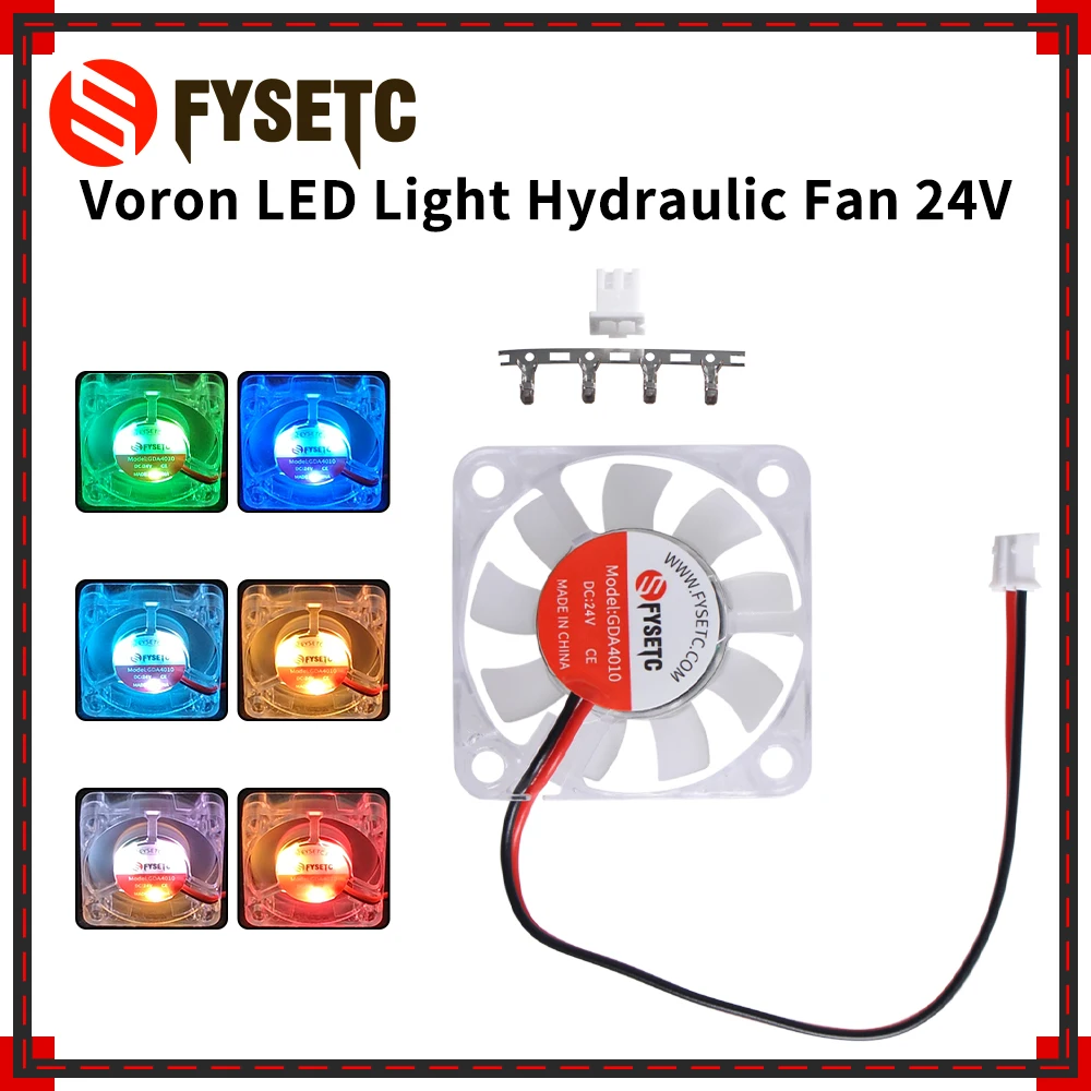 4010 Voron LED Light Luminous Hydraulic Fan 24V 8000RPM Cooling Fan Quiet for Voron 2.4/Trident/V0 Hotend 3D Printer Accessories