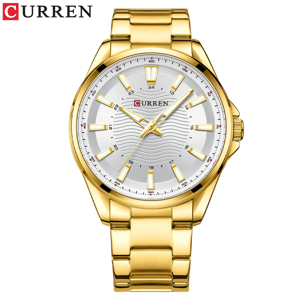 CURREN Klassische, schlichte Quarz-Armbanduhren aus Edelstahl, Herrenuhren der Modemarke mit leuchtenden Zeigern 4