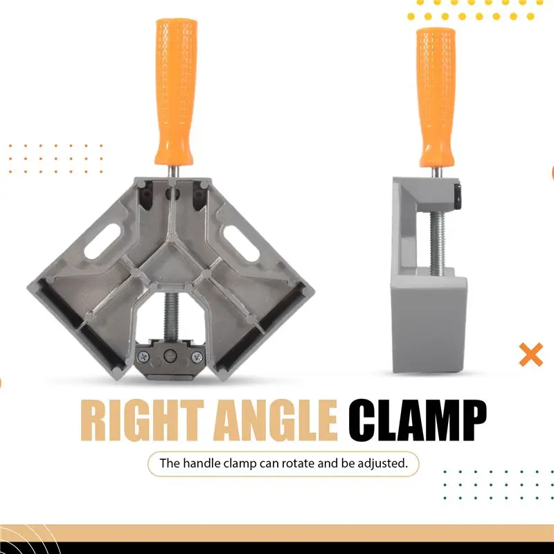 LICE-Aluminum Single Handle 90 Degree Right Angle Clamp Angle Clamp Woodworking Frame Clip Right Angle Folder Tool 1PC