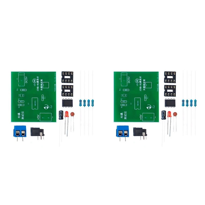 2X Optocoupler Tester Kit 555 Application Circuit Board Practice Welding DIY Electronic Spare Parts Kit Without DC Cable