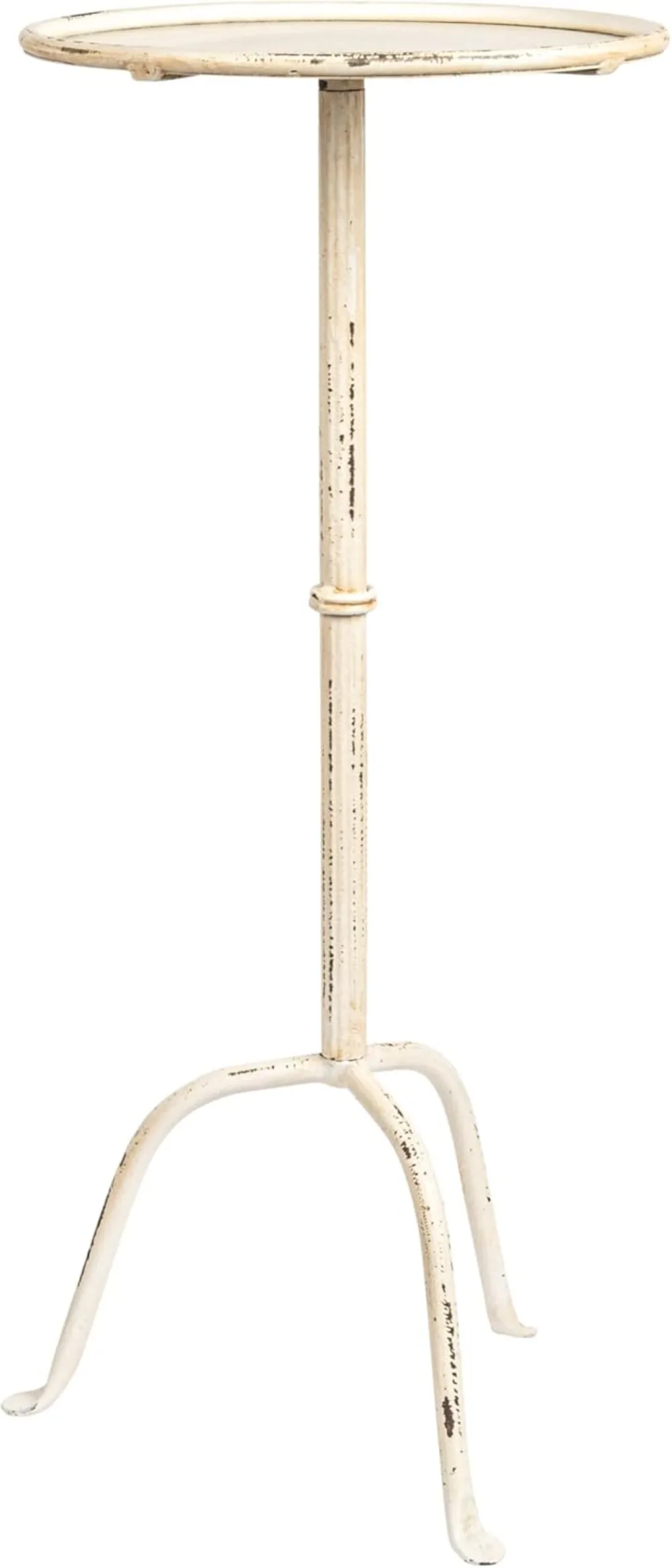 

Antique White Metal Cocktail Table with Footed Base, 12.5" Diameter