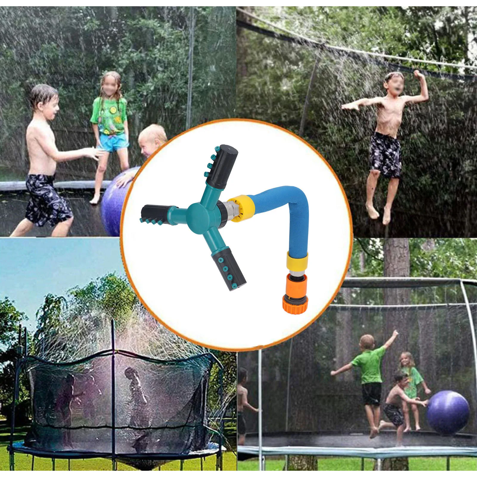 Trampoline Sprinkler 360 Degree Automatic Rotating Outdoor Water Sprinklers for Waterpark Outdoor Garden Trampoline Sprinkler