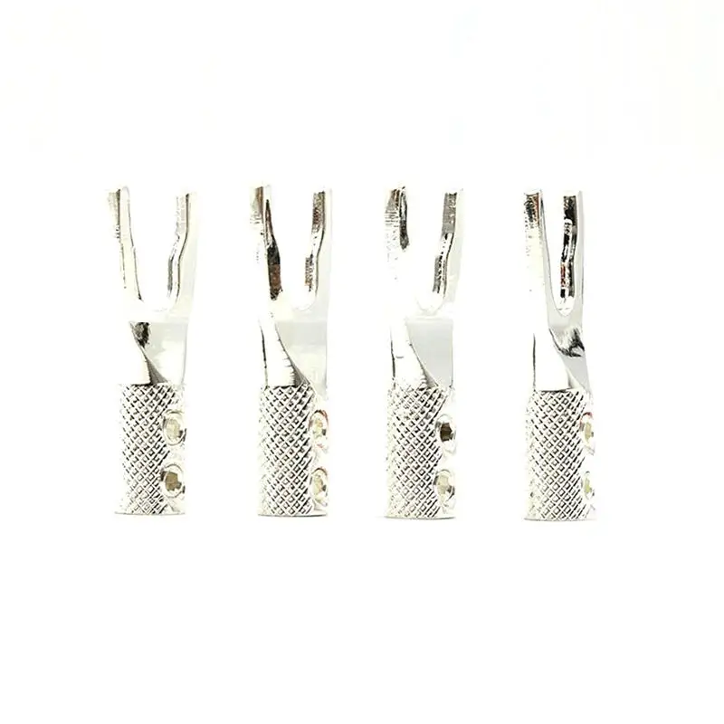 QINCROWN Pure Copper Rhodium Plated Y Spade Plug Speaker Cable Wire DIY Connector Fork Jack