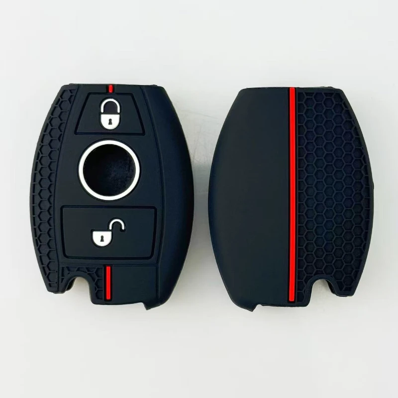 1pc Car Key Case Compatible with Mercedes-Benz C260L Honeycomb Pattern GLE350 GLA200 C-Class GLC300L Silicone Protective Cover