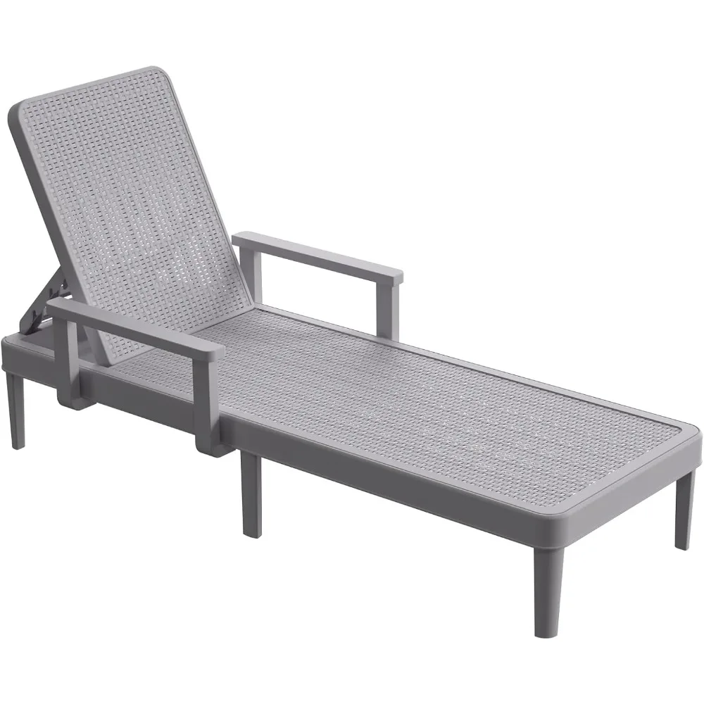 

Chaise Lounge Chair Outdoor - 5 Position Adjustable Backrest, Armrest, Waterproof, Easy Assembly, 300lb Weight Capacity for Pool