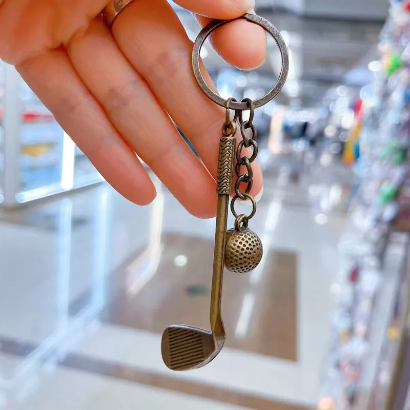 Metal Bronze Sliver Badminton Golf Keychain Car Key chain Jewelry Key ring Holder Ring Car Bag Pendant Charm Keyring Wholesale