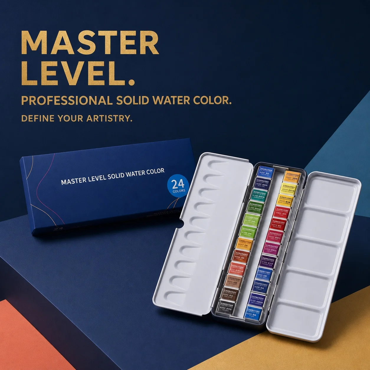 24Color Artist Grade Professional Watercolors Paint Set with 1pc Portable Metal Box for Drawing Watercolor Art Supplies