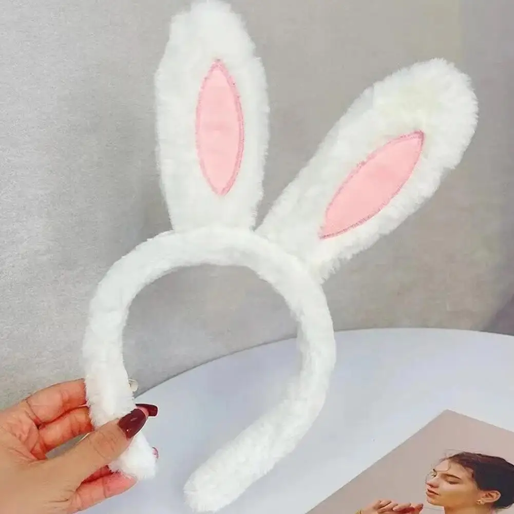 

Easter Headband Soft Plush Easter Bunny Ear Headband for Girls Colorful Patchwork Hair Hoop for Washing Face Bathroom Use Cute