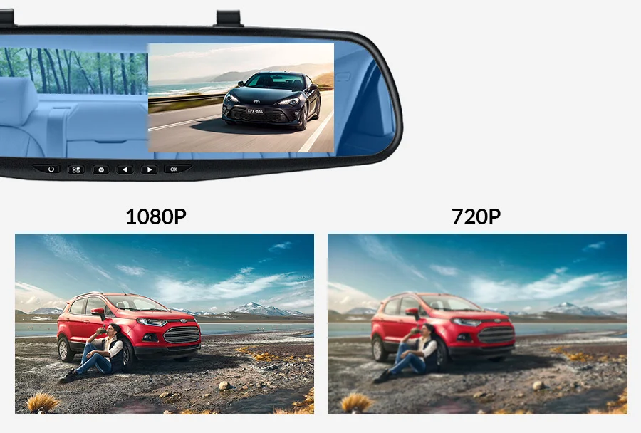 E-ACE Dashcam Auto Dvr 4,3 Zoll Spiegel FHD 1080P Kamera Optional Dual Objektiv DVR Rückspiegel Dash Kamera video Recorder Auto – Detail 8