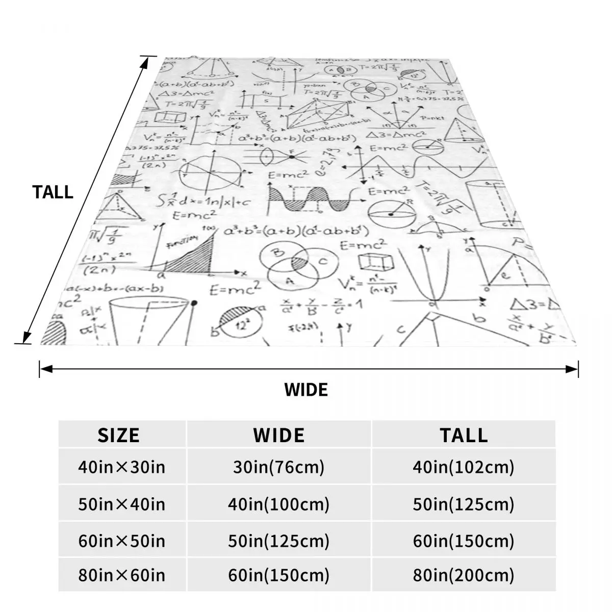 Mathematics Formulas Math Numbers Blanket Soft Warm Flannel Throw Blanket Bedding for Bed Travel Home Sofa