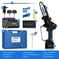 2 Batteries 6 Inch Mini Electric Pruning Saw Rechargeable Small Wood Spliting Chainsaw One-handed Woodworking Tool for Garden