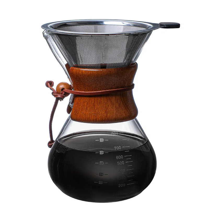 

Heat Resistant Glass Coffee Pot Stainless Steel Reusable Filters Coffee Brewer 800ML Dripper DIY Coffee and Tea Tools