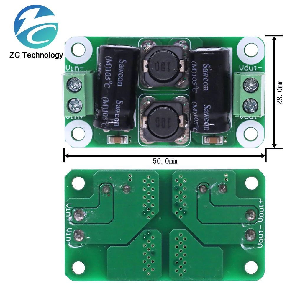 DC Power Filter Board 0-25V/0-50V 2A/3A/4A Class D Power Amplifier Module Interference Suppression Board EMI Suppression