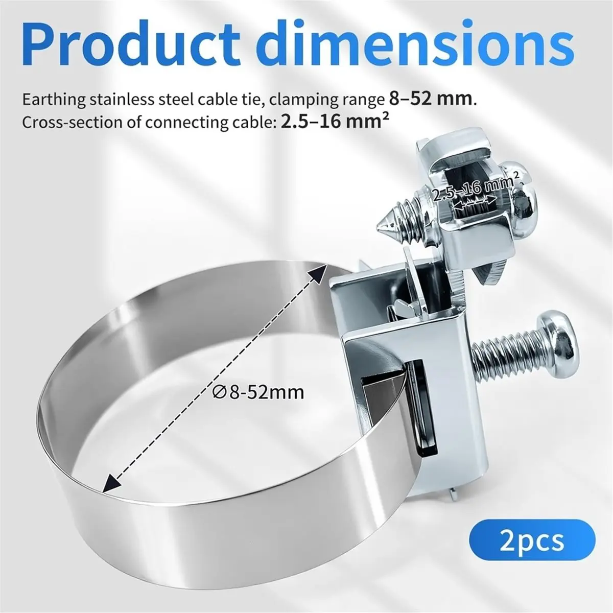HITL Grounding Pipe Clamp Earth Band Clamp Grounding Band Earth Clamp Diameter 8-52 mm - 2pcs