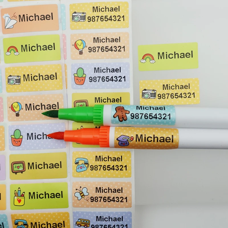 Personalized Labels for School Stationery Book Pen Cute Customize Name Stickers Waterproof Office Tag Cartoon Stickers for Kids