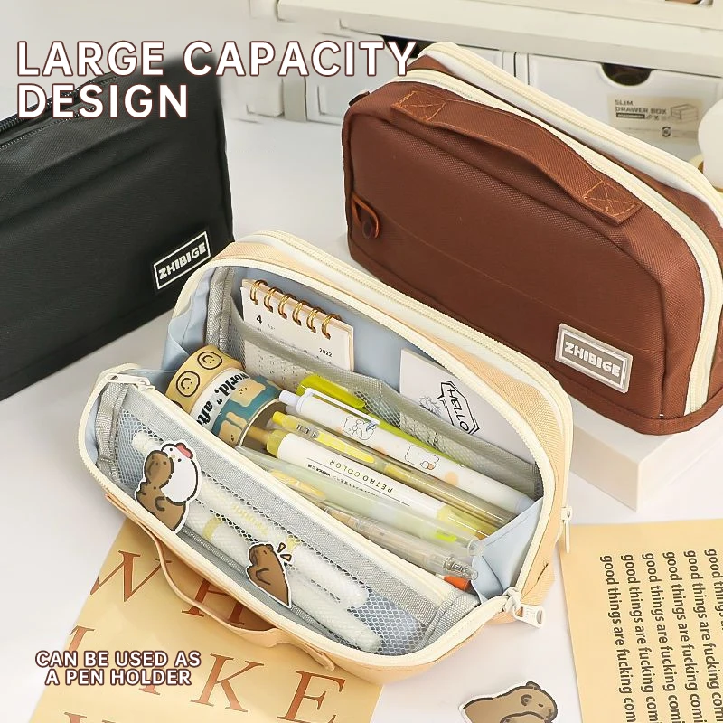 مقلمة ذات سعة كبيرة، حقيبة أقلام رصاص لطيفة، أدوات تخزين القلم، مستلزمات العودة إلى المدرسة، حقائب مستحضرات التجميل للفتيات والأطفال