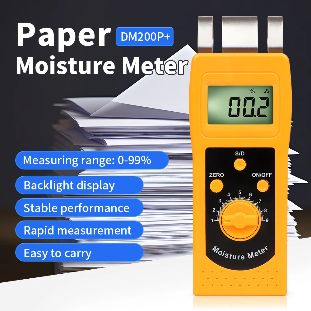 DM200 Multifunctional Moisture Tester Portable Digital Meat Moisture Meter Analysis of Moisture Content in Wood Paper Concrete