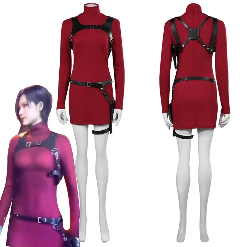 Remake mal 4 ada wong cosplay traje cinto halloween carnaval disfarce terno para adultos mulheres meninas rode jogando m17
