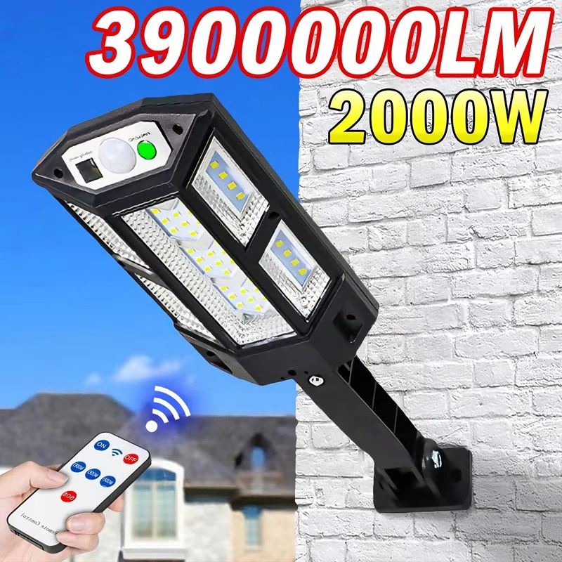 La plus nouvelle lumière LED solaire 300000LM lampe solaire extérieure de capteur de mouvement 4 Mode étanche IP65 lumière de jardin solaire rue cour Lanter