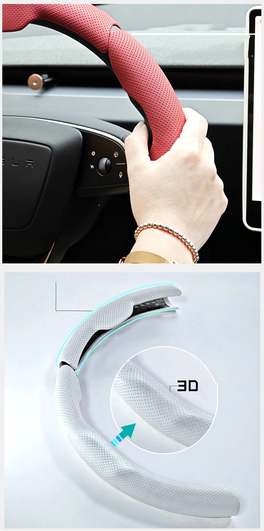 3-teiliges NAPPA-Lenkradbezug-Set für BYD Sealion 5 7 Seagull Dolphin ATTO 2 Seal U Auto-Innendekor-Styling-Ideen – Detail 5