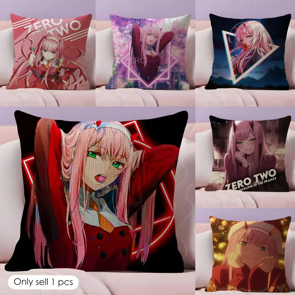 Z-Zero Two 002 Cushion Cover Natural Linen Double Sided Print  Throw Pillow Case for Sofa Couch Home Decor