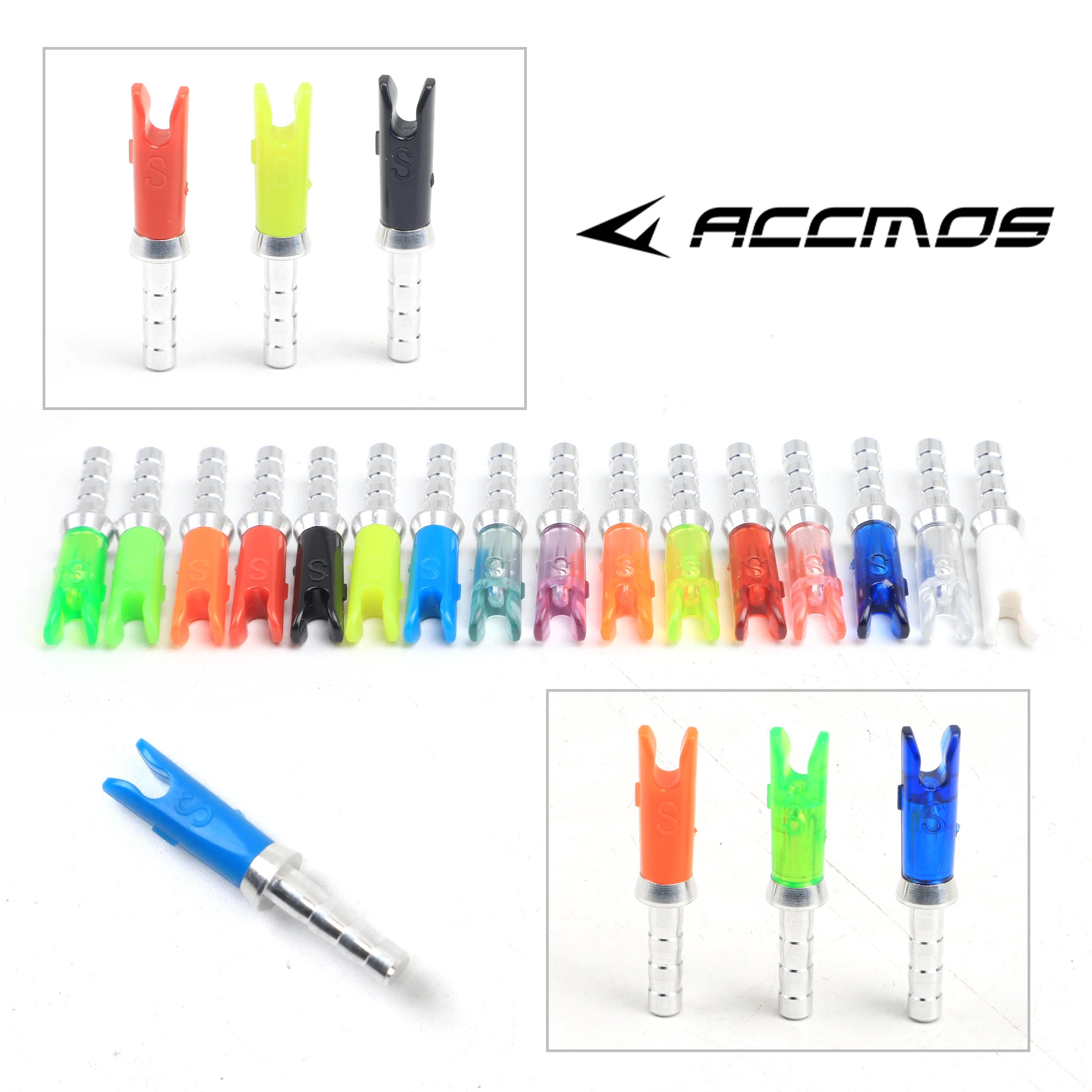 

24 Set Archery ID3.2/4.2/5.2/6.2/8.0mm Arrow Shaft Nocks S+Aluminum Pin Recurve Compound Bow Arrow Shafts Accessory