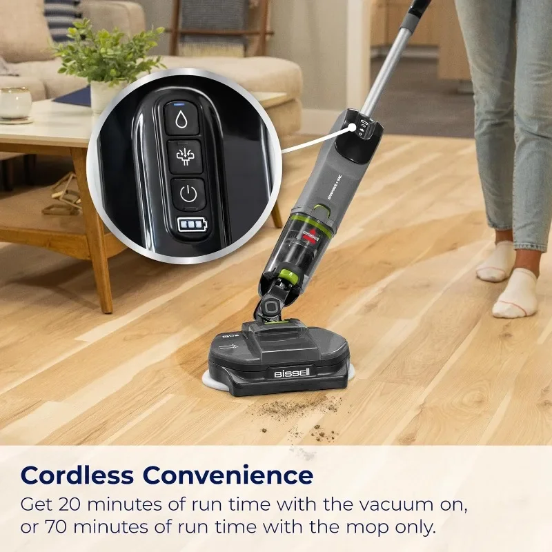 BISSELL® SpinWave® + Vac Cordless, Hard Floor Spin Mop + Vacuum, Lay-Flat, Multi-Use Cleaning, Hard Floor Sanitize Formula