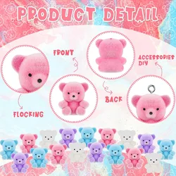 12pcs Teddy Mini Bear Plush Pendant  Flocked Cartoon Bear Pendant Miniature Accessory