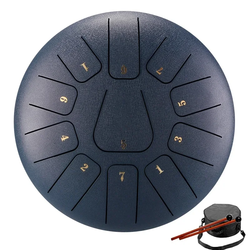 Hluru Glucophone Steel Tongue Drum 8 Inch 11 Notes Key F Ethereal Drum for Beginner Tone Percussion Handpan Tang Drum